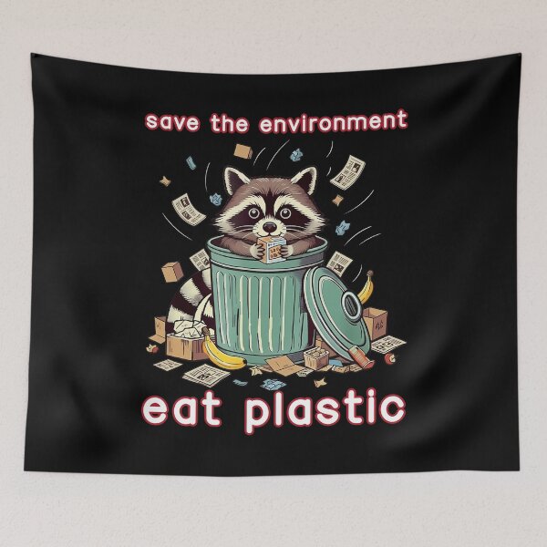 Item preview, Save the Environment Eat Plastic Raccoon Shirt designed and sold by LarryMBrown.