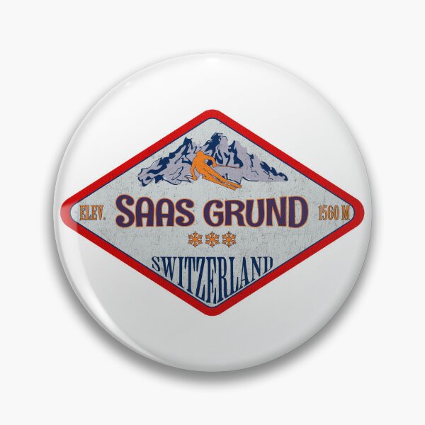 Artikelvorschau, Saas Grund, Schweiz, Design eines Vintage-Skiabzeichens entworfen und verkauft von Wanderful-roads.