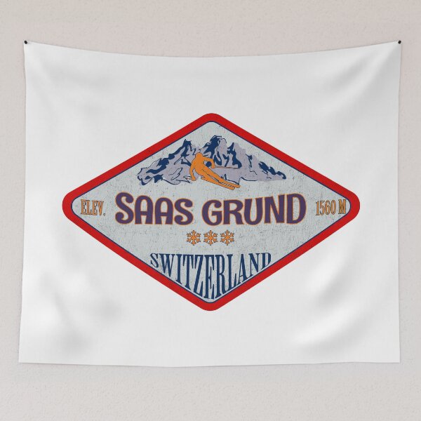 Item preview, Saas Grund, Switzerland, Vintage skiing badge design designed and sold by Wanderful-roads.