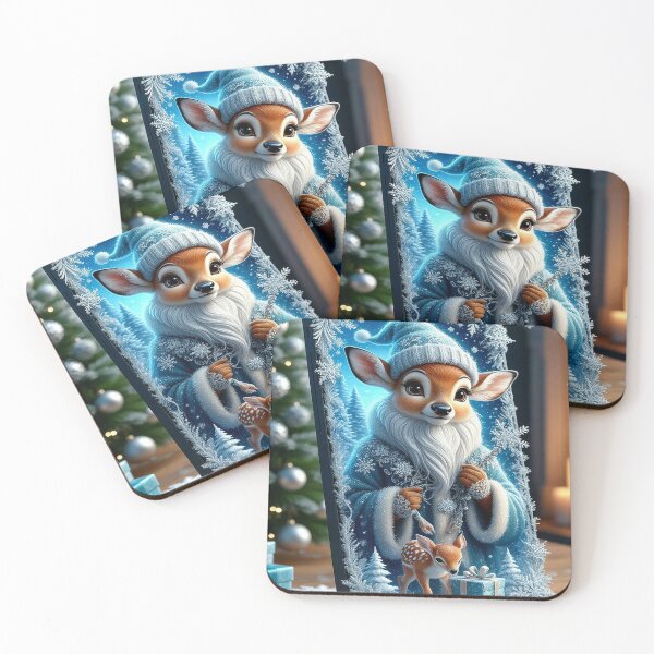 Item preview, Magic Winter Deer – Christmas Fantasy Art with Snow and Blue Glow designed and sold by AmetistLight.