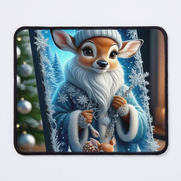 Item preview, Magic Winter Deer – Christmas Fantasy Art with Snow and Blue Glow designed and sold by AmetistLight.
