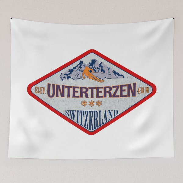 Item preview, Unterterzen, Switzerland, Vintage skiing badge design designed and sold by Wanderful-roads.