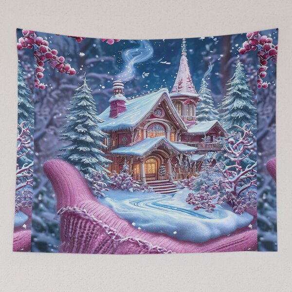 Item preview, Winter Fairy Cottage in a Hand – Magical Snow House Art designed and sold by AmetistLight.
