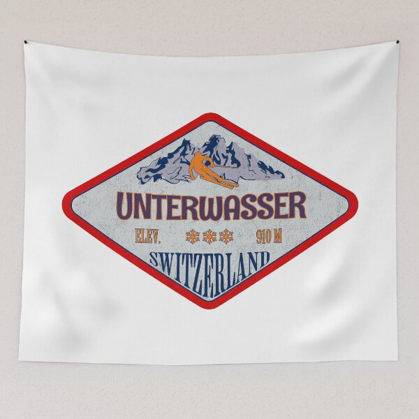 Item preview, Unterwasser, Switzerland, Vintage skiing badge design designed and sold by Wanderful-roads.