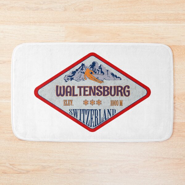 Item preview, Waltensburg, Switzerland, Vintage skiing badge design designed and sold by Wanderful-roads.