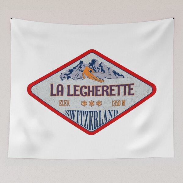 Item preview, La Lecherette, Switzerland, Vintage skiing badge design designed and sold by Wanderful-roads.