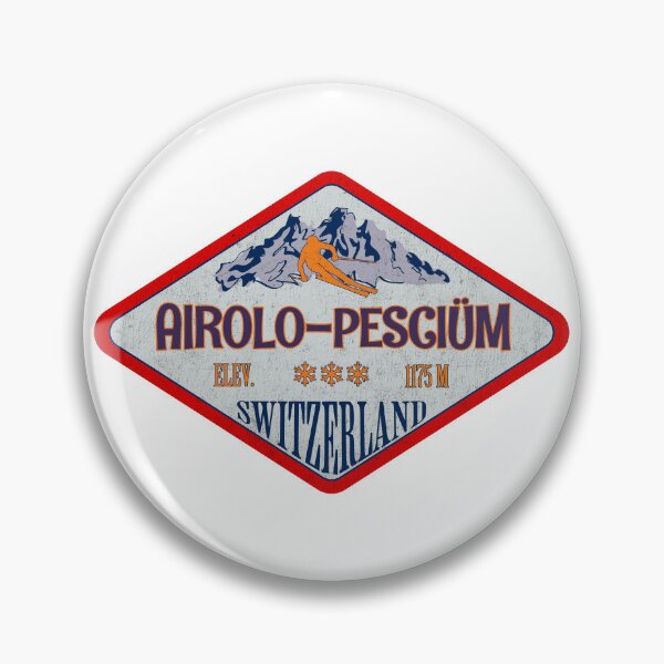 Item preview, Airolo-Pesciüm, Switzerland, Vintage skiing badge design designed and sold by Wanderful-roads.