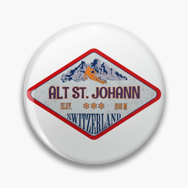 Item preview, Alt St. Johann, Switzerland, Vintage skiing badge design designed and sold by Wanderful-roads.