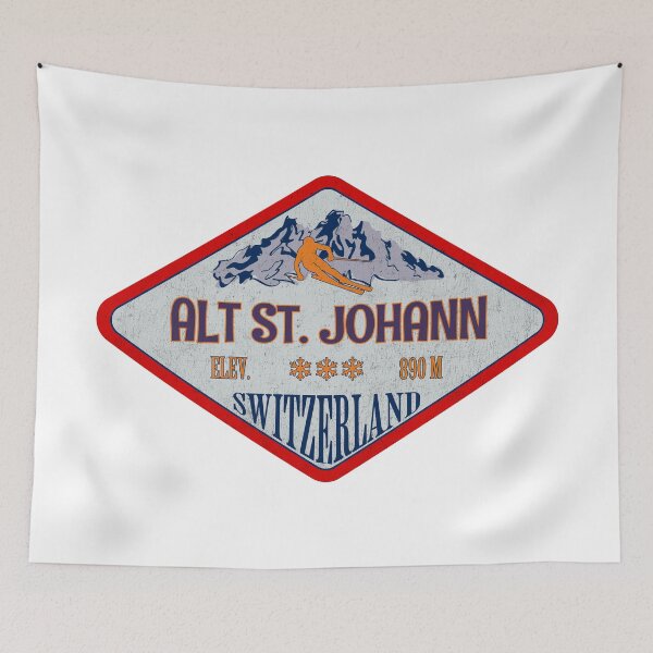 Item preview, Alt St. Johann, Switzerland, Vintage skiing badge design designed and sold by Wanderful-roads.