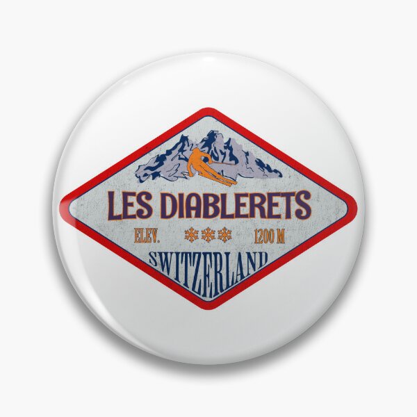 Item preview, Les Diablerets, Switzerland, Vintage skiing badge design designed and sold by Wanderful-roads.