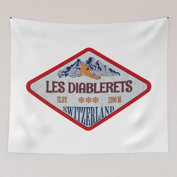 Item preview, Les Diablerets, Switzerland, Vintage skiing badge design designed and sold by Wanderful-roads.