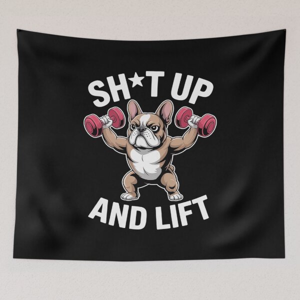 Item preview, French Bulldog Weightlifting Dumbbells Funny Gym Workout designed and sold by CultureSpec.