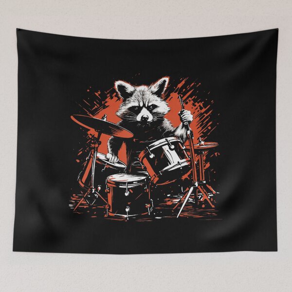 Item preview, Drummer Raccoon Playing Drums Funny Drumming Raccoon Lover designed and sold by OnaConnie.