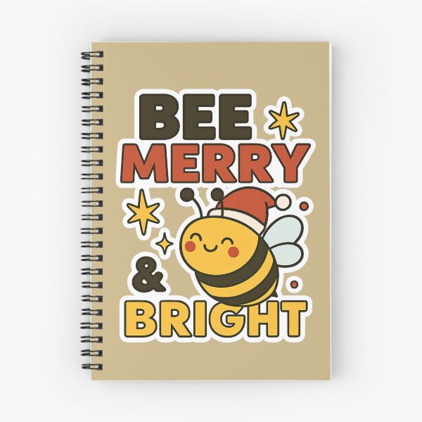 Item preview, Bee Merry and Bright Christmas Design - Cute Santa Bee Holiday Pun with Stars Sparkles Red Yellow Brown Festive Typography designed and sold by AnTartstudios.