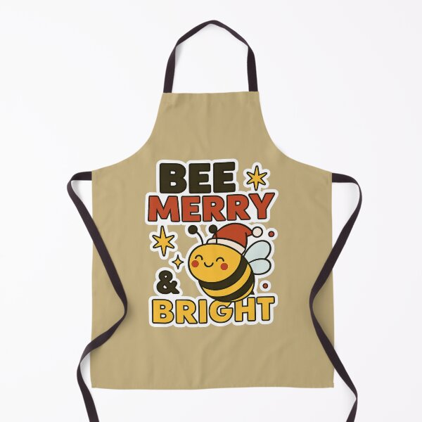 Item preview, Bee Merry and Bright Christmas Design - Cute Santa Bee Holiday Pun with Stars Sparkles Red Yellow Brown Festive Typography designed and sold by AnTartstudios.