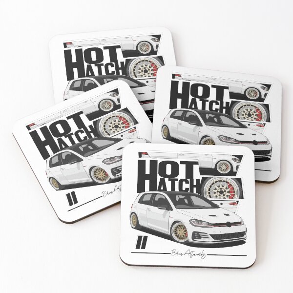 Item preview, Hot Hatch Stance Art – White Turbo Hatchback Illustration designed and sold by BronArtworks.