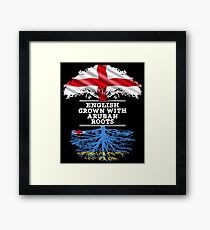 English Grown With Aruban Roots Gift For Aruban From Aruba - Aruba Flag in Roots Framed Print