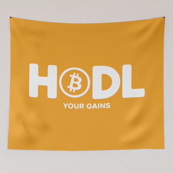 Item preview, HODL Your Gains BTC - Bitcoin Typography designed and sold by cabana.space.