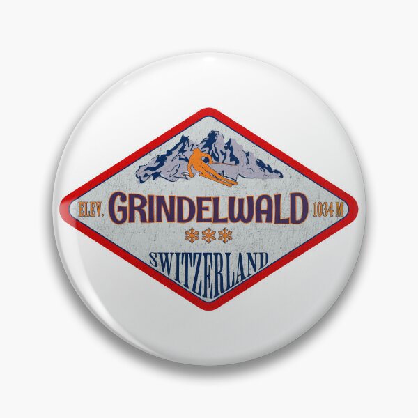 Item preview, Grindelwald, Switzerland, Vintage skiing badge design designed and sold by Wanderful-roads.