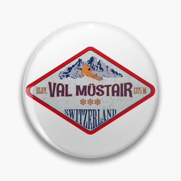 Item preview, Val Müstair, Switzerland, Vintage skiing badge design designed and sold by Wanderful-roads.