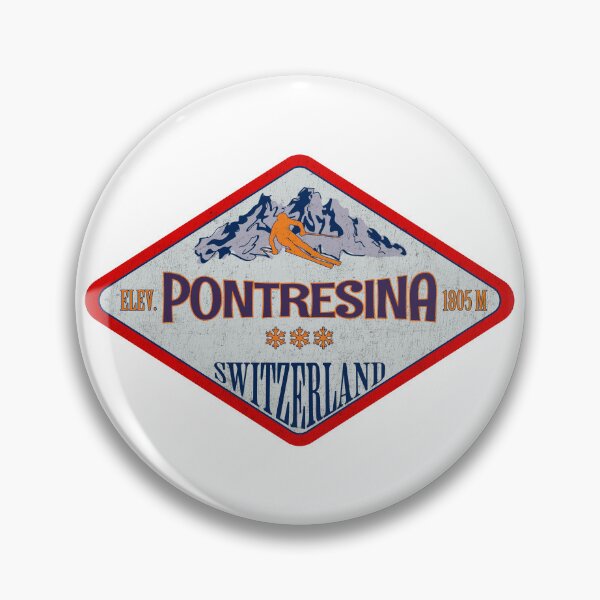 Item preview, Pontresina, Switzerland, Vintage skiing badge design designed and sold by Wanderful-roads.