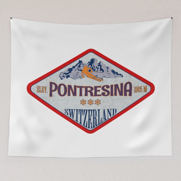 Item preview, Pontresina, Switzerland, Vintage skiing badge design designed and sold by Wanderful-roads.