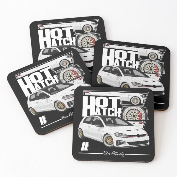 Item preview, Hot Hatch Stance Art – White Turbo Hatchback Illustration  designed and sold by BronArtworks.