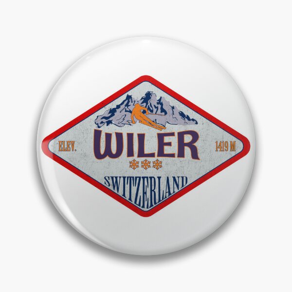 Item preview, Wiler, Switzerland, Vintage skiing badge design designed and sold by Wanderful-roads.
