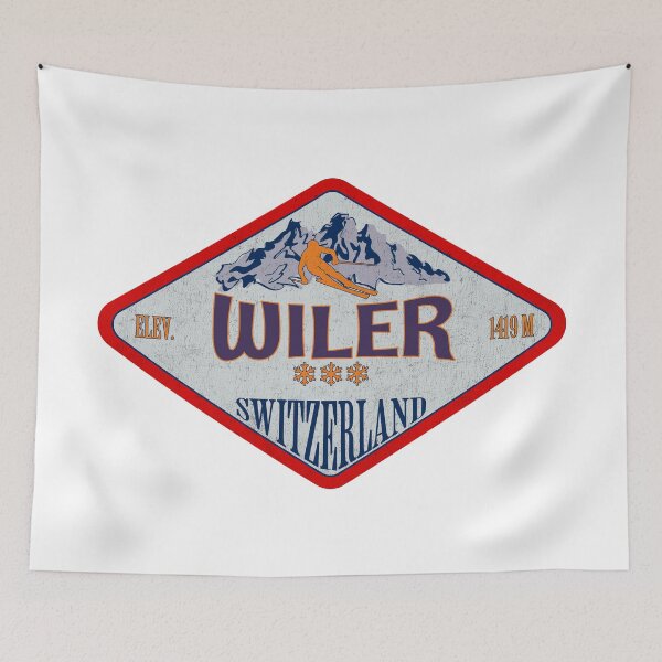Item preview, Wiler, Switzerland, Vintage skiing badge design designed and sold by Wanderful-roads.