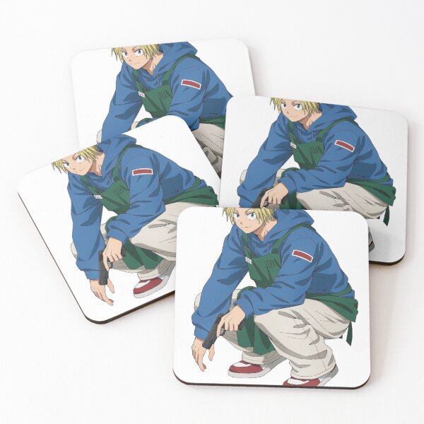 Item preview, Cool Anime Blonde Character Squatting – Street-Style Art designed and sold by TeeMoods.