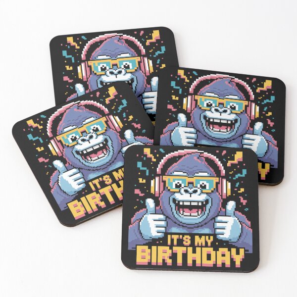 Item preview, It's My Birthday Pixel Gaming Gorilla designed and sold by milanforbes.