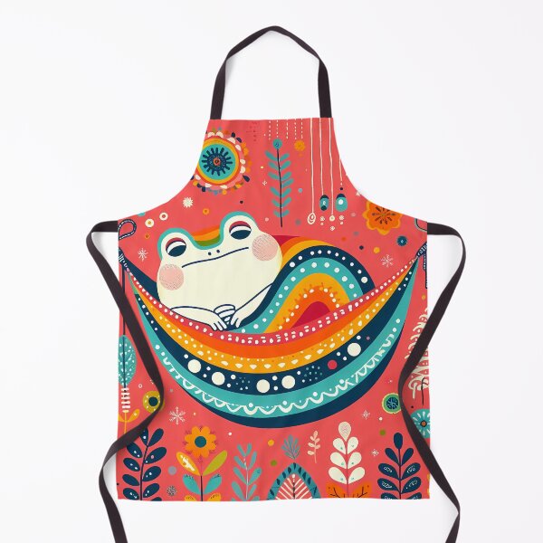 Item preview, Cute Toad Relaxing in a Hammock - Scandinavian Folk Art by heidiannemorris © designed and sold by FOLK ART FUSION by heidiannemorris.