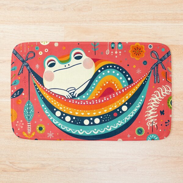 Item preview, Cute Toad Relaxing in a Hammock - Scandinavian Folk Art by heidiannemorris © designed and sold by FOLK ART FUSION by heidiannemorris.