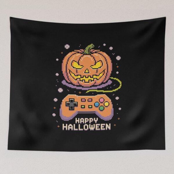Item preview, Halloween Pixel Art Carved Pumpkin Gamer Controller  designed and sold by VasilisLamArt.