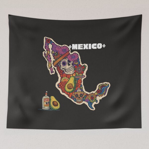 Item preview, Mexico Sugar Skull Map Sticker | Day of the Dead Mexican Pride Art designed and sold by TitanRN.