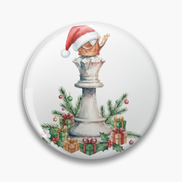Item preview, Christmas Chess Queen  Watercolor King Piece with Santa Hat and Gifts designed and sold by Anastasiia Yurevych.