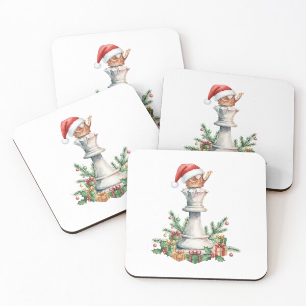 Item preview, Christmas Chess Queen  Watercolor King Piece with Santa Hat and Gifts designed and sold by Anastasiia Yurevych.