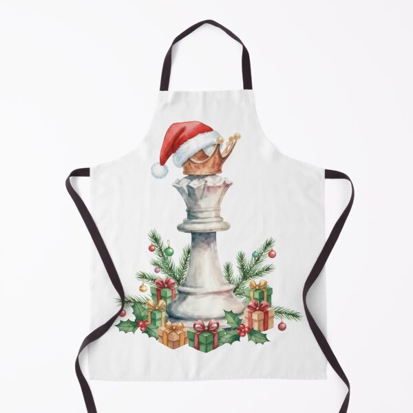 Item preview, Christmas Chess Queen Watercolor King Piece with Santa Hat and Gifts designed and sold by Anastasiia Yurevych.