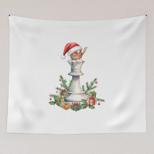 Item preview, Christmas Chess Queen  Watercolor King Piece with Santa Hat and Gifts designed and sold by Anastasiia Yurevych.