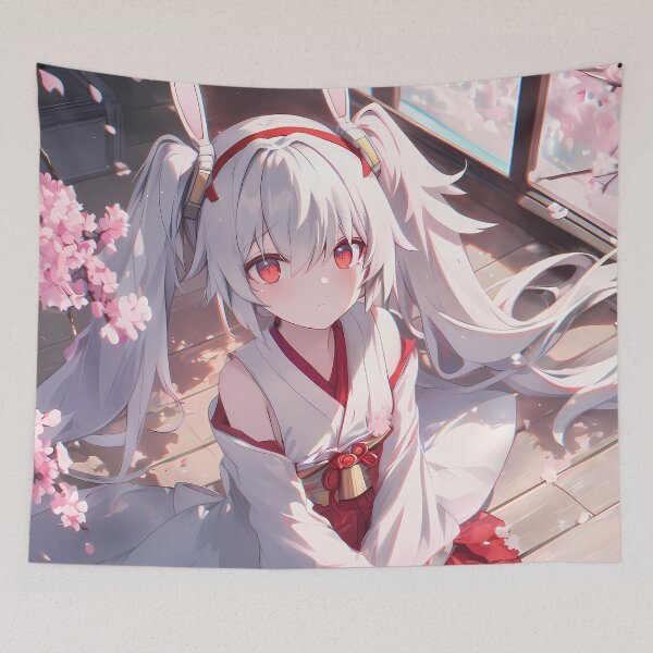 Item preview, Laffey Azur Lane Anime Cherry Blossom Spring Pastel Japanese Veranda Dreamy Mood designed and sold by Raslbazola.