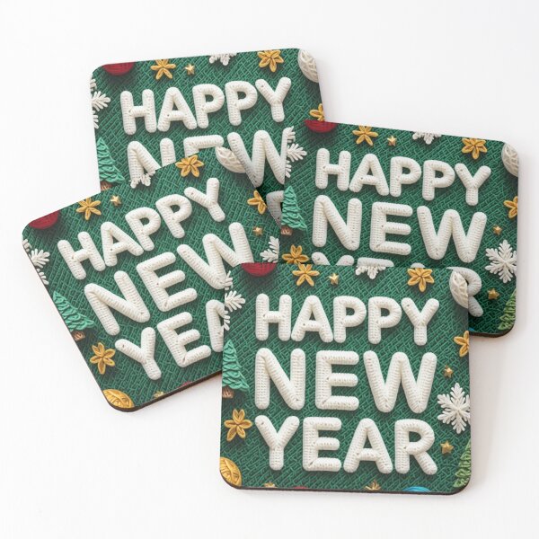 Item preview, Crocheted 'Happy New Year' Text with Holiday Decor designed and sold by newvisionart191.