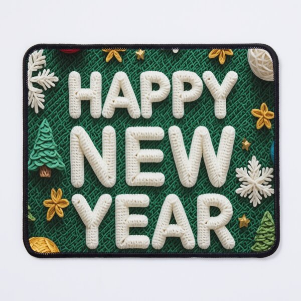 Item preview, Crocheted 'Happy New Year' Text with Holiday Decor designed and sold by newvisionart191.