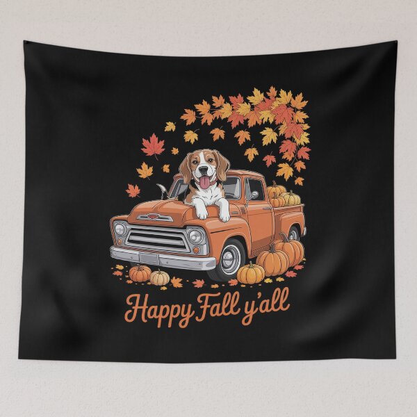 Item preview, Happy Fall Y'all Beagle Dog Truck Pumpkin Autumn Fall  designed and sold by milanforbes.