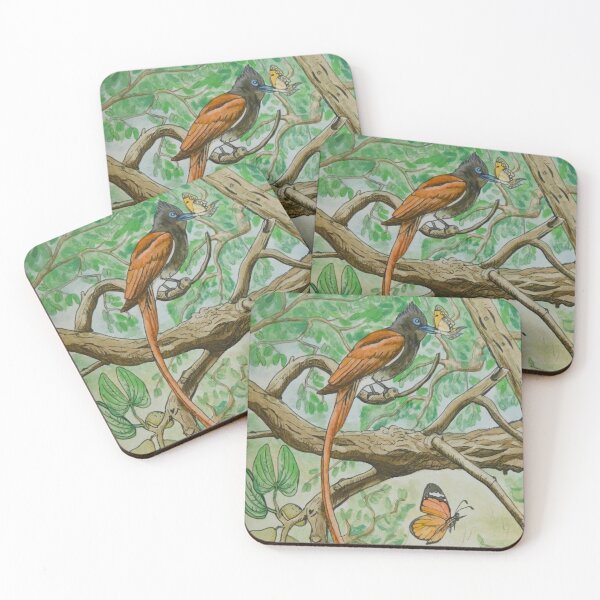 Item preview, African paradise flycatcher and butterfly's  designed and sold by mynature1.