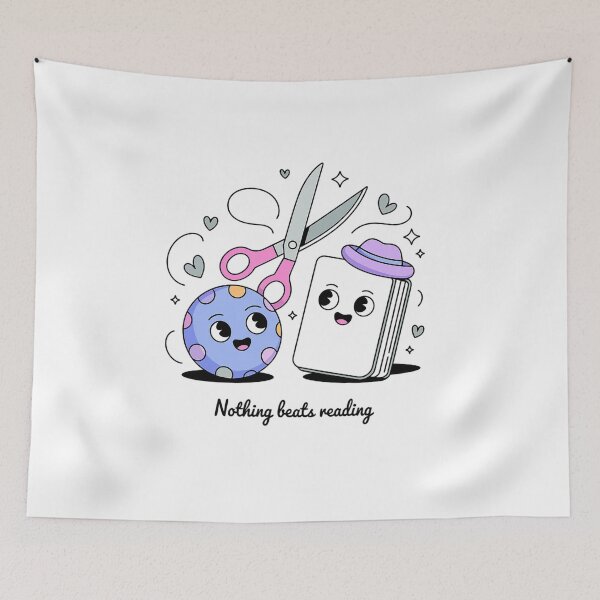 Item preview, Nothing Beats Reading Rock Paper Scissors Book Lover Teacher  designed and sold by TiredPack.