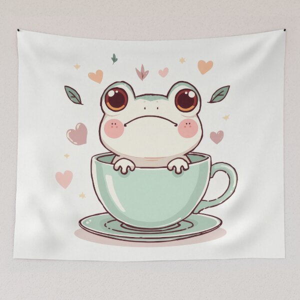 Item preview, Kawaii Frog in Teacup – Cute Pastel Chibi Frog Design designed and sold by Visualynx.