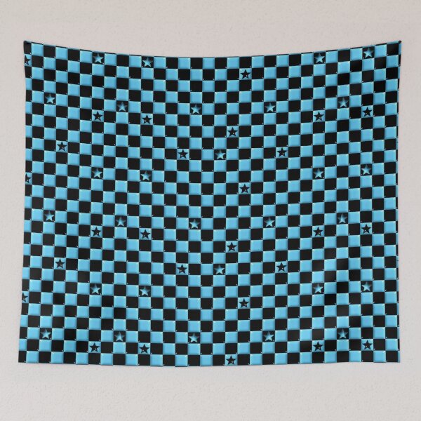 Item preview, Y2K Scene Blue Checker Stars – Emo & Skater Aesthetic Pattern designed and sold by bunnyreeaa.