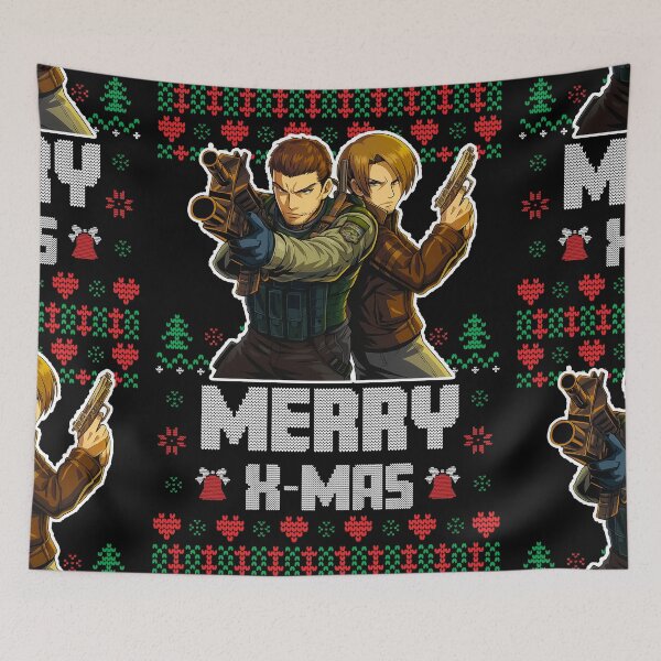 Item preview, Christmas Resident Evil Leon & Chris Classic Retro Xmas Gaming Art  designed and sold by Back2Collage.