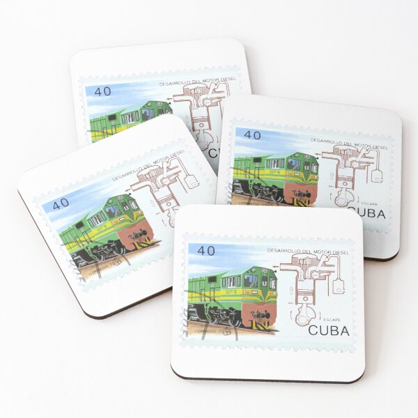 Item preview, Cuba Green Train Railway Vintage Postage Stamp designed and sold by red-amber65.