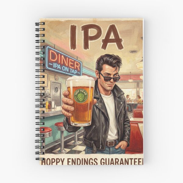 Item preview, IPA HOPPY ENDINGS GUARANTEED Vintage 1950s American Diner Greaser Poster designed and sold by Cozy-Old-Pub.